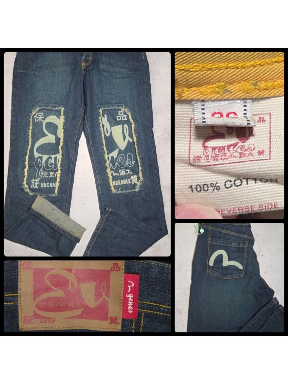 Evisu Genes Jeans Mens 36 Painted Gull Thigh Graphics Y2K Streetwear Denim